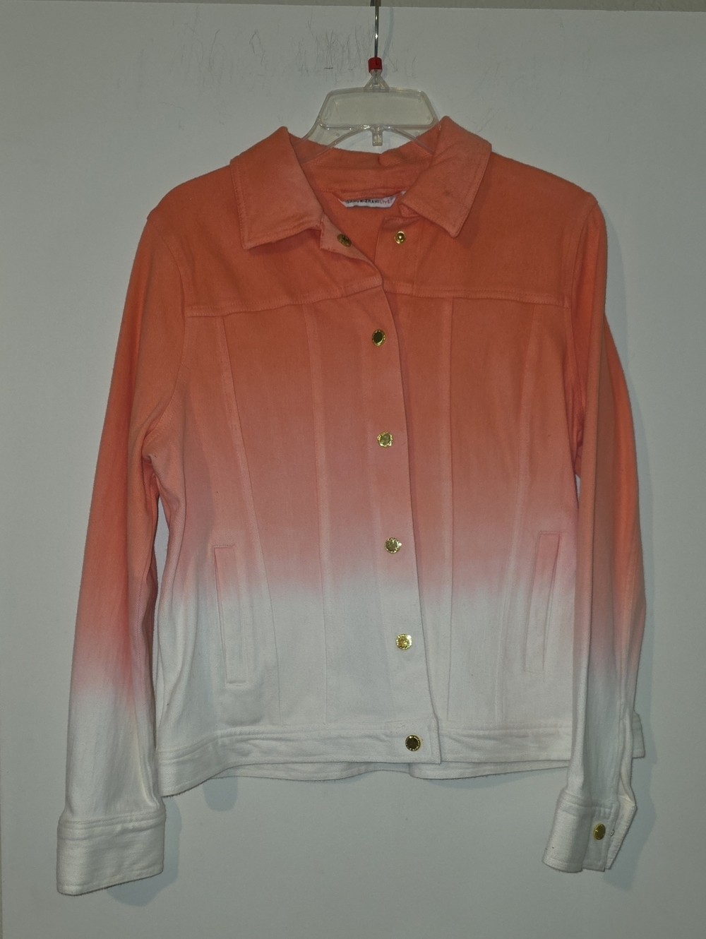 Isaac Mizrahi Coral-to-White Ombre Jean Jacket